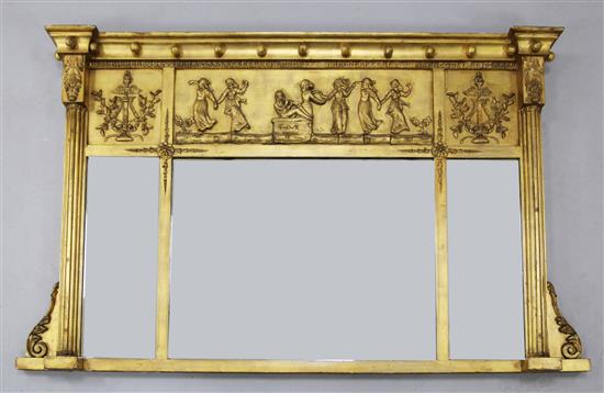 An Adams style gilt gesso overmantel, W.4ft H.2ft 3in.